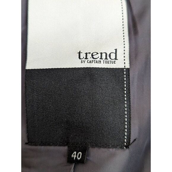 Trend Women Beige And Steel Blue Cotton Blend Short Trench Coat Size 40 - Picture 10 of 14